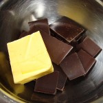 Melt the butter and chocolate over a pan of simmering water